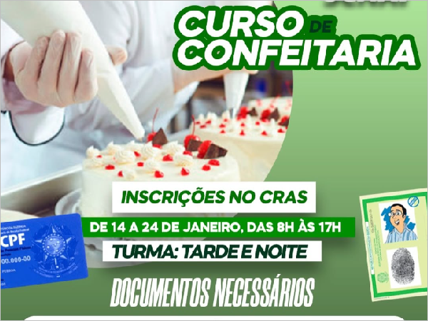 Prefeitura de Areial e SENAI oferecem Curso de Confeitaria para qualificação profissional